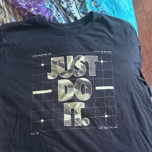 Nike Black T-Shirt with Gold 'Just Do It' Graphic